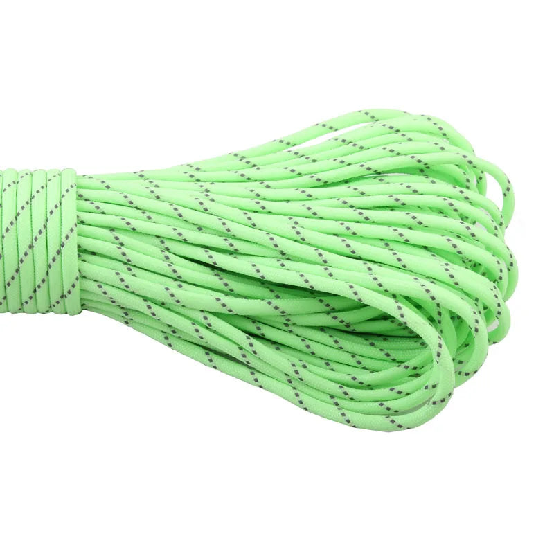 100Ft, 9 Strands Reflective Cores Luminous Glow in the Dark & Reflective Paracord Parachute Cord Lanyard 25 50 100 Feet Outdoor Camping