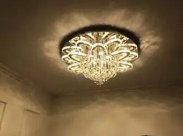 LED Modern Crystal Stainless Steel Round Dimmable RGB Chandelier Lighting Lamparas De Techo For Foyer