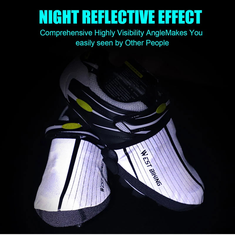 Windproof Road MTB Bike Shoes Cover Half Palm Reflective Waterproof Cycling Overshoes Equipment Bicycle Shoe Cover