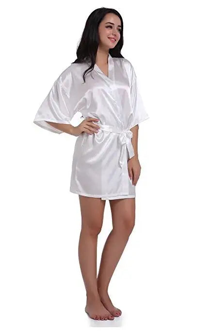 S-2XL Plus Size 14 Colors Sexy Large Size Sexy Satin Night Robe Lace Bathrobe Perfect Wedding Bride Bridesmaid Robes Dressing Gown For Women