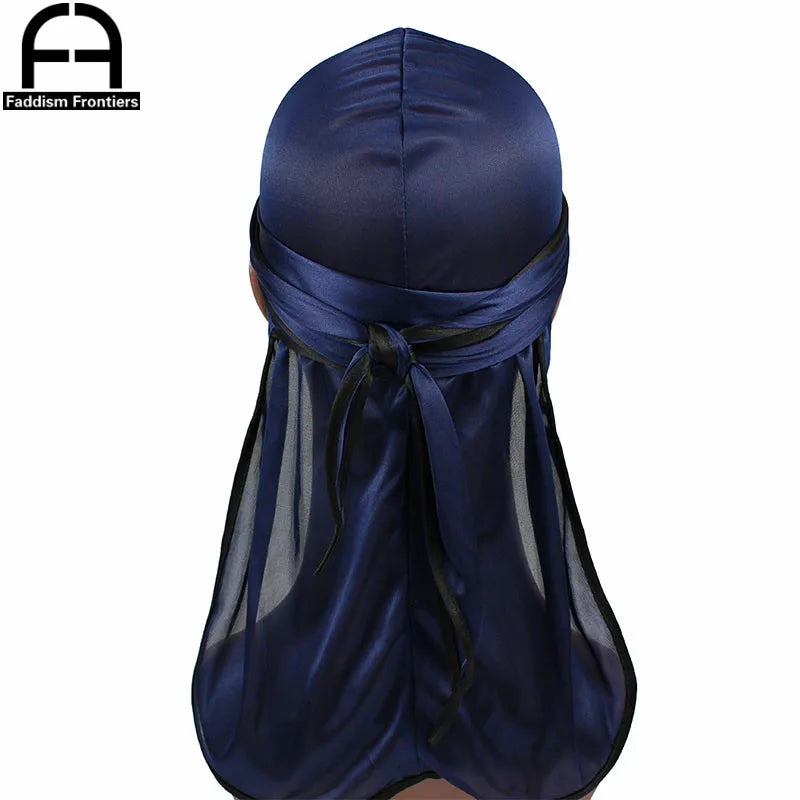 Men's Satin Durags Biker Headwear Skull Cap Bandana Men Silky Durag Doo Rag Turban Hat Headband Hair Accessories