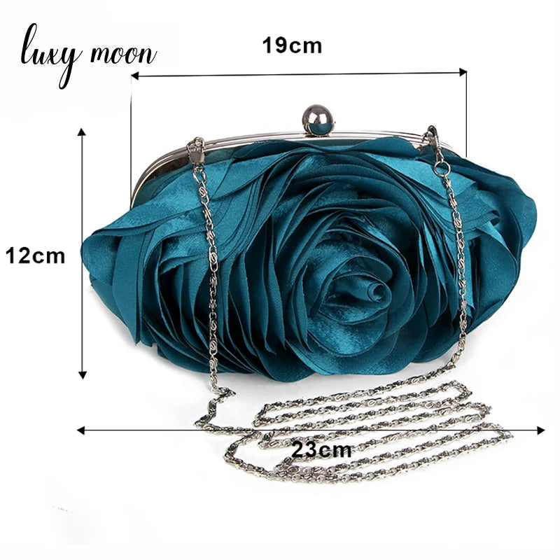 Hot Sale Evening Bag Flower Bride Small Purse Full Dress Party Handbag Wedding Wallet Women Floral Chain Lady Clutches