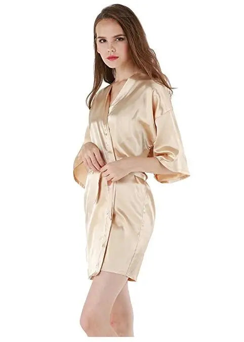 S-2XL Plus Size 14 Colors Sexy Large Size Sexy Satin Night Robe Lace Bathrobe Perfect Wedding Bride Bridesmaid Robes Dressing Gown For Women