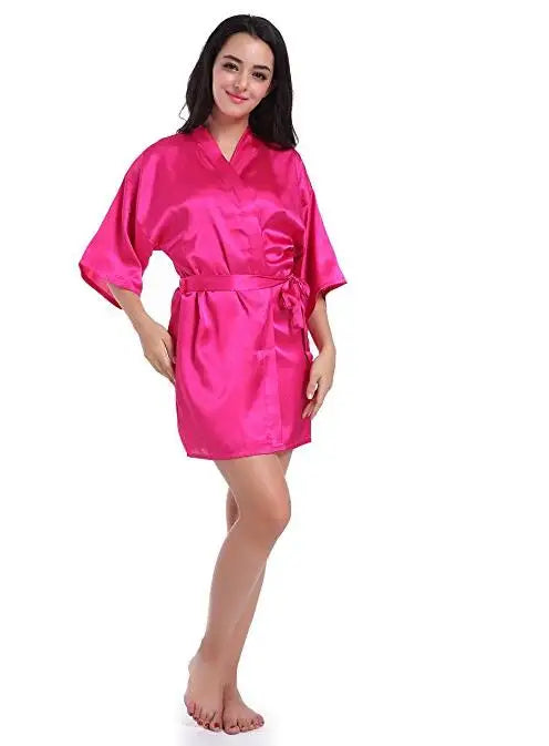 S-2XL Plus Size 14 Colors Sexy Large Size Sexy Satin Night Robe Lace Bathrobe Perfect Wedding Bride Bridesmaid Robes Dressing Gown For Women