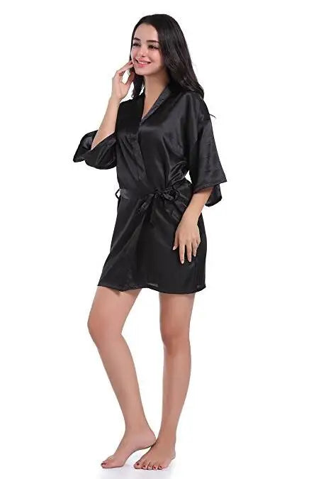 S-2XL Plus Size 14 Colors Sexy Large Size Sexy Satin Night Robe Lace Bathrobe Perfect Wedding Bride Bridesmaid Robes Dressing Gown For Women