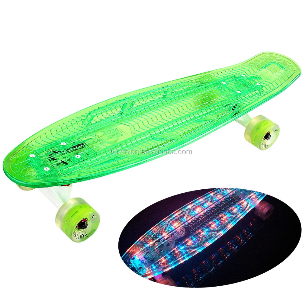 NEW LED Skateboard Transparent Skate Board Light Deck With Flashing LED Light Wheels
