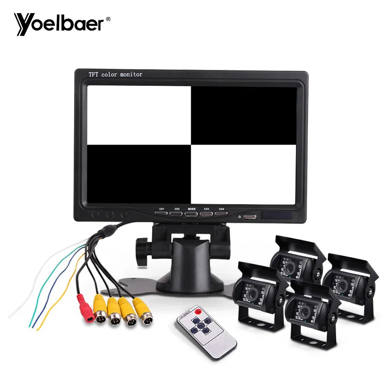 NEW Arrivals Cars Trucks Set DC 12-24V Digital Wireless Camera System Pedestrian Human Detection 7 Inch LCD Screen DVR Recorder Kit Cordless Rear View Reverse Truck Car Backup Camera Vehicles Security Supplies
