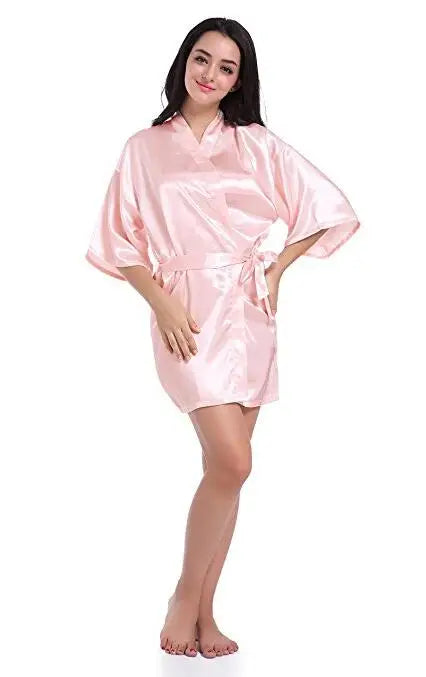 S-2XL Plus Size 14 Colors Sexy Large Size Sexy Satin Night Robe Lace Bathrobe Perfect Wedding Bride Bridesmaid Robes Dressing Gown For Women
