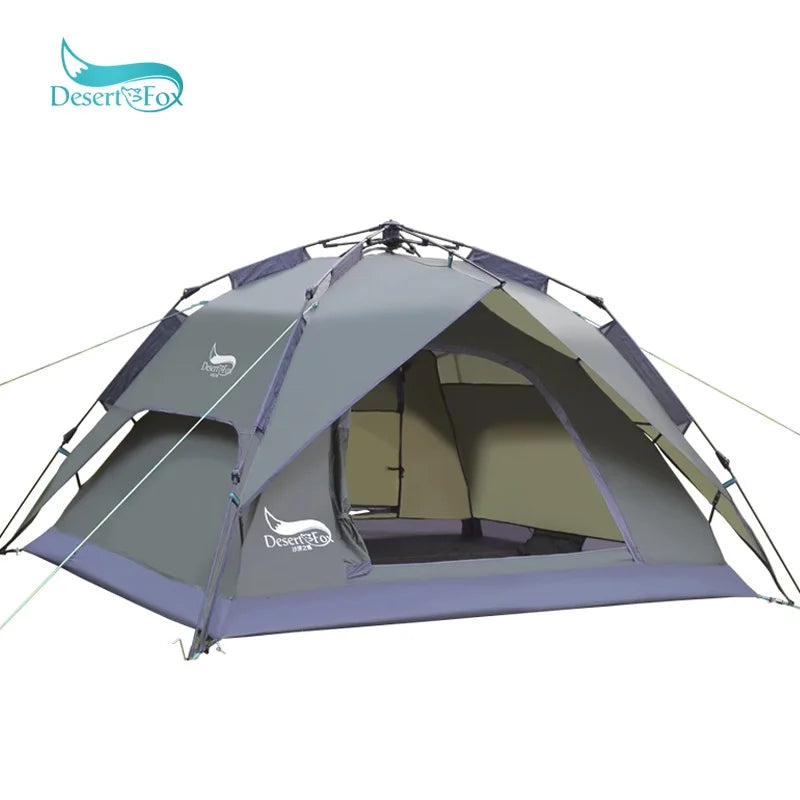 Automatic Camping Tent, 3-4 Person Family Tent Double Layer Instant Setup Portable Backpacking Tent for Hiking Travel