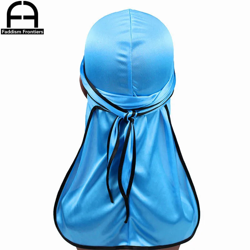Men's Satin Durags Biker Headwear Skull Cap Bandana Men Silky Durag Doo Rag Turban Hat Headband Hair Accessories