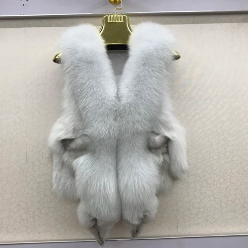 NEW Arrivals S-3XL 6 Colors Italian Design Style Women Winter Luxury Natural Fox Fur Vest Warm Soft 100% Genuine Fox Fur Gilet Lady High Quality Real Fox Fur Sleeveless Coat