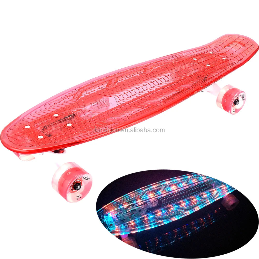 NEW LED Skateboard Transparent Skate Board Light Deck With Flashing LED Light Wheels