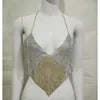 Gold/Silvery Color Sexy Backless Crop Top Femme V Neck Camis Halter Hollow Out Sexy Summer Spring Tanks Party Sexy Tops for Women Clubwear EYX611