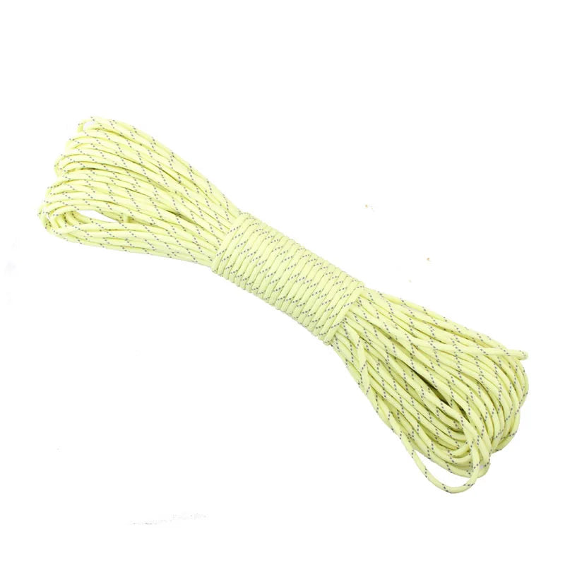 100Ft, 9 Strands Reflective Cores Luminous Glow in the Dark & Reflective Paracord Parachute Cord Lanyard 25 50 100 Feet Outdoor Camping