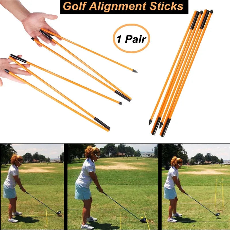 2Pcs 48" Golf Alignment Stick Putting Training Aid To Improve Golf Skills Ball Position Scores Swing Plane Orange Fiberglass