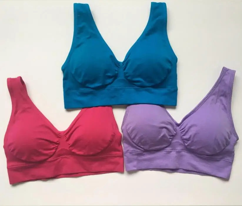 3pcs/set Yoga Running Bra with Removable Pad Seamless Push Up Women Plus Size S-5XL Underwear Wireless Fitness Sports Bra