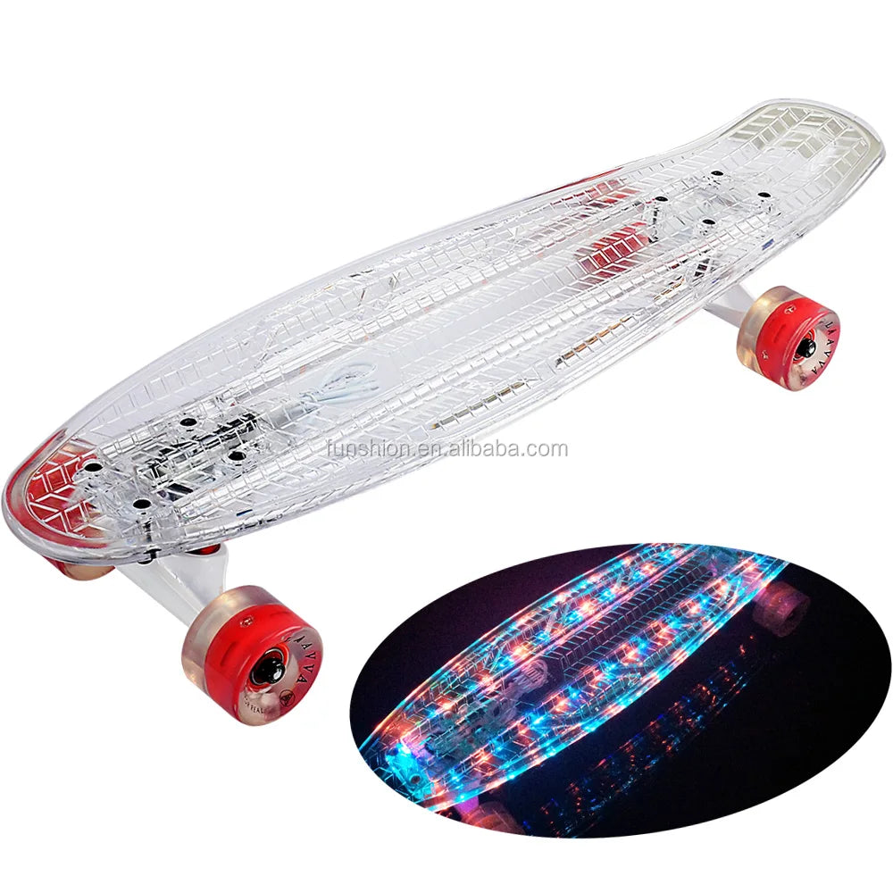 NEW LED Skateboard Transparent Skate Board Light Deck With Flashing LED Light Wheels