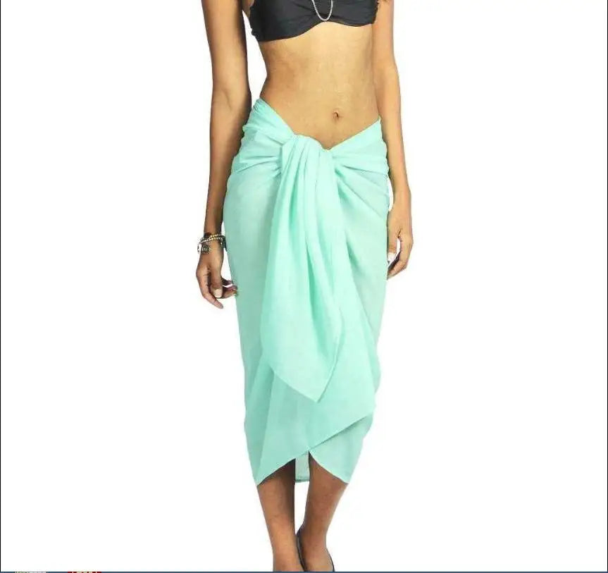 Plain Large Free Size 180cm x 100cm Sarong Beach Water Pool  Cover Up Skirts Scarves Swimwear Wrap Pareo Women Sexy Swimsuit Cover Ups