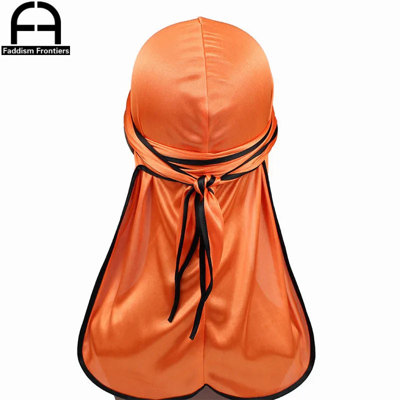 Men's Satin Durags Biker Headwear Skull Cap Bandana Men Silky Durag Doo Rag Turban Hat Headband Hair Accessories