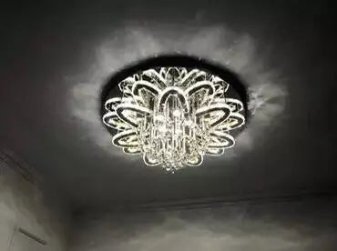 LED Modern Crystal Stainless Steel Round Dimmable RGB Chandelier Lighting Lamparas De Techo For Foyer