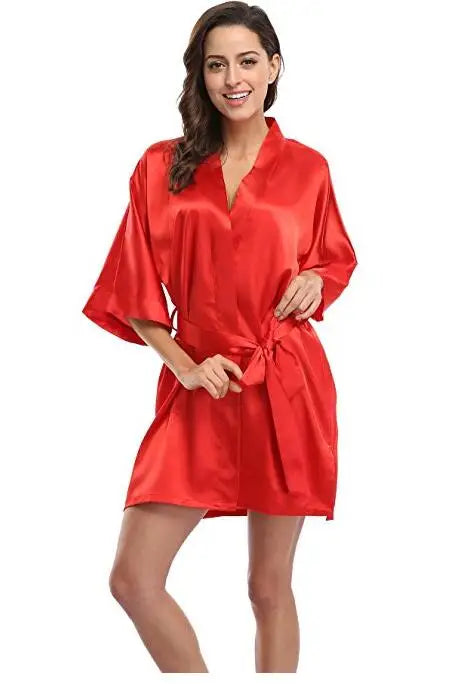 S-2XL Plus Size 14 Colors Sexy Large Size Sexy Satin Night Robe Lace Bathrobe Perfect Wedding Bride Bridesmaid Robes Dressing Gown For Women