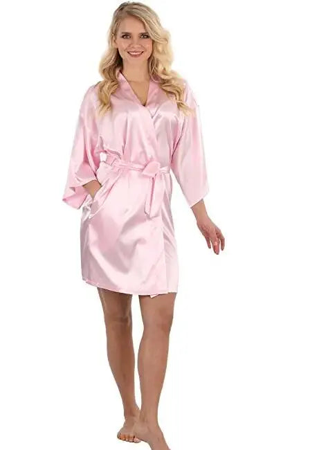 S-2XL Plus Size 14 Colors Sexy Large Size Sexy Satin Night Robe Lace Bathrobe Perfect Wedding Bride Bridesmaid Robes Dressing Gown For Women