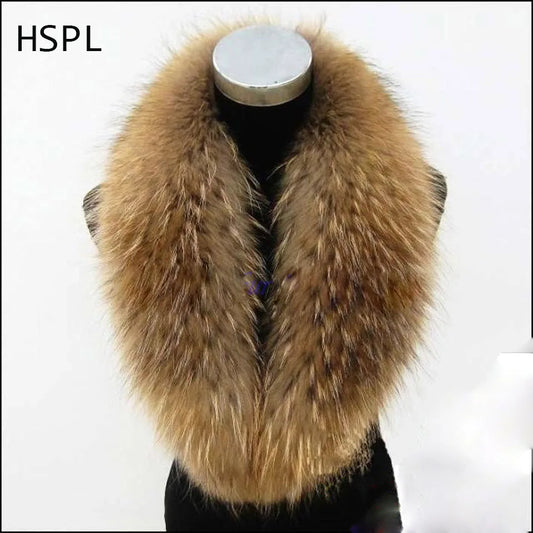 NEW Arrivals 80cm-100cm 100% Real Natural Brown Fur Fashion Real Raccoon Fur Collar Winter Luxury Scarves Ladies Winter Luxury Fashion Apparel Accessories