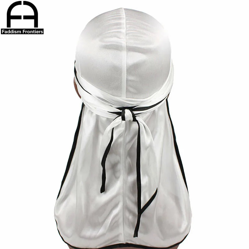 Men's Satin Durags Biker Headwear Skull Cap Bandana Men Silky Durag Doo Rag Turban Hat Headband Hair Accessories