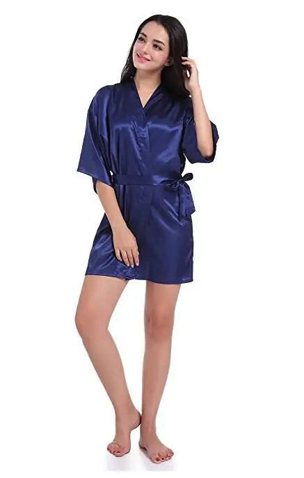 S-2XL Plus Size 14 Colors Sexy Large Size Sexy Satin Night Robe Lace Bathrobe Perfect Wedding Bride Bridesmaid Robes Dressing Gown For Women