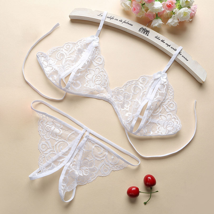 Lace Lingerie Set Sexy Women Open Bra Intimo Donna Sexy Hot Erotic Porno Exotic Apparel Transparent Lenceria Langerie Underwear