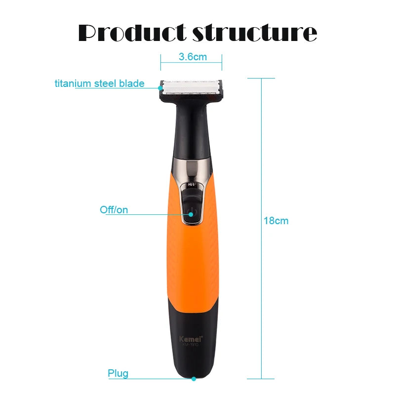 Full Set Original Kemei 1910 Rechargeable Electric Shaver Beard Shaver Electric Razor Body Trimmer Men Shaving Machine Hair Trimmer Face Care Full Body Epilator