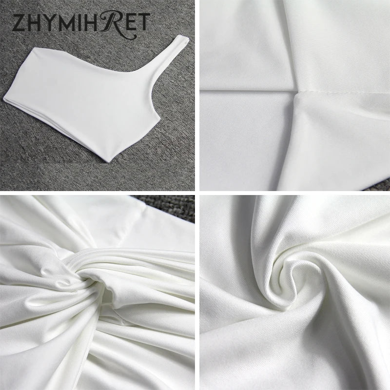 BRAND NEW 2 PCS Set 4 Colors Sexy One Shoulder Crop Tops Rushed Dress  Women Neon Color Sexy Side Split Summer Beach Ladies Suit