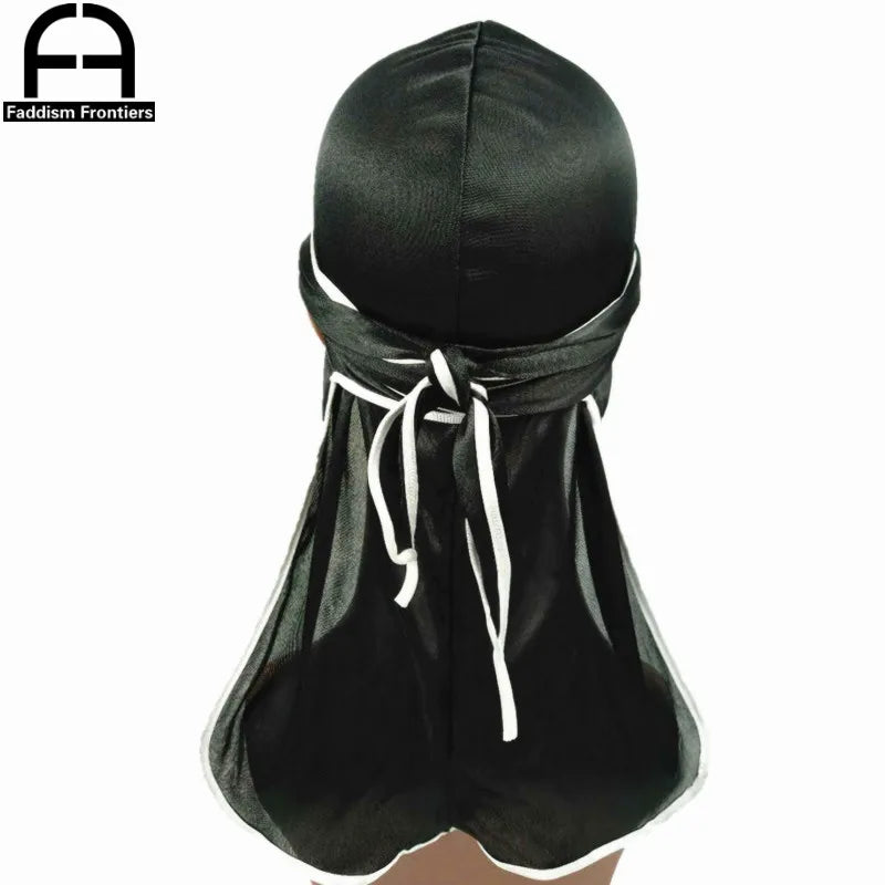 Men's Satin Durags Biker Headwear Skull Cap Bandana Men Silky Durag Doo Rag Turban Hat Headband Hair Accessories