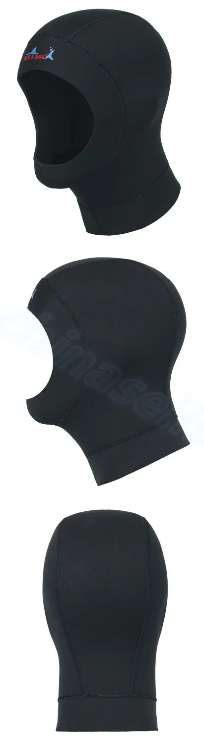 3MM Neoprene S-XL Women Men Professional Underwater Fishing Snorkeling Wetsuit Hood Cap Swim Full Face Mask Waterproof Warm Scuba Diving Hat Winter Thermal Swimming Cap Water Sports Accessories