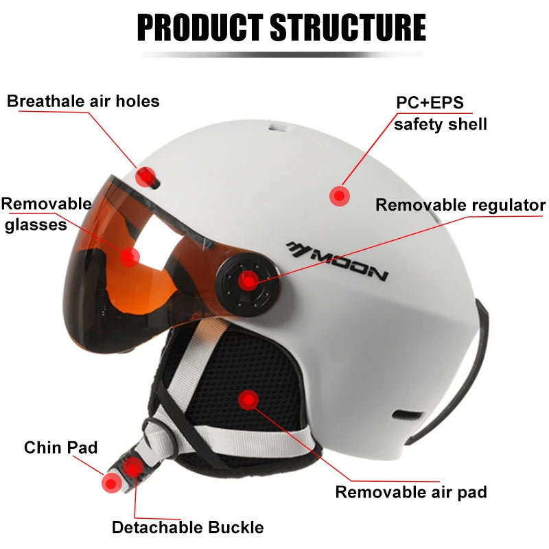 Professional Skiing Helmet Set Integrally-Molded PC+EPS Goggles Ski Helmet Outdoor for Adults Kids Sport Ski Snowboard Skateboard Helmets