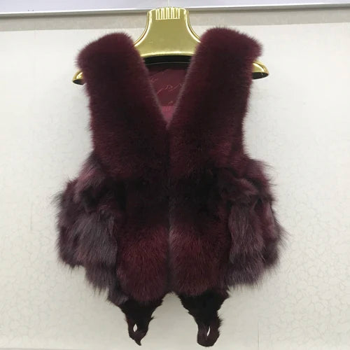 NEW Arrivals S-3XL 6 Colors Italian Design Style Women Winter Luxury Natural Fox Fur Vest Warm Soft 100% Genuine Fox Fur Gilet Lady High Quality Real Fox Fur Sleeveless Coat