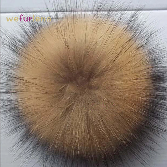 NEW Luxury Siberian Style Winter Warm 15"cm 100% Real Raccoon Fur Pompoms Luxurious Fur Balls Genuine Fur Pom Pom for Bag Hats Cap Scarf Gloves Attached the Hasp Female Ladies Luxury Fashion Clothing
