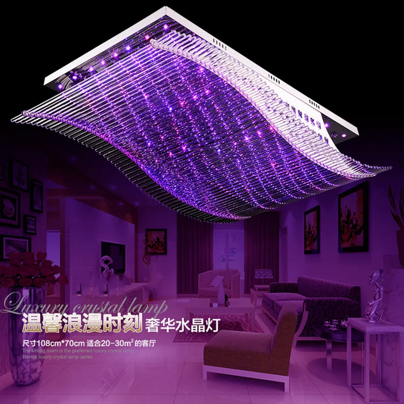 Modern Crystal Chandelier LED Color Change With Remote Control Organ   Style RGB Lustre Ceiling Lamp Deco Chandeliers 11