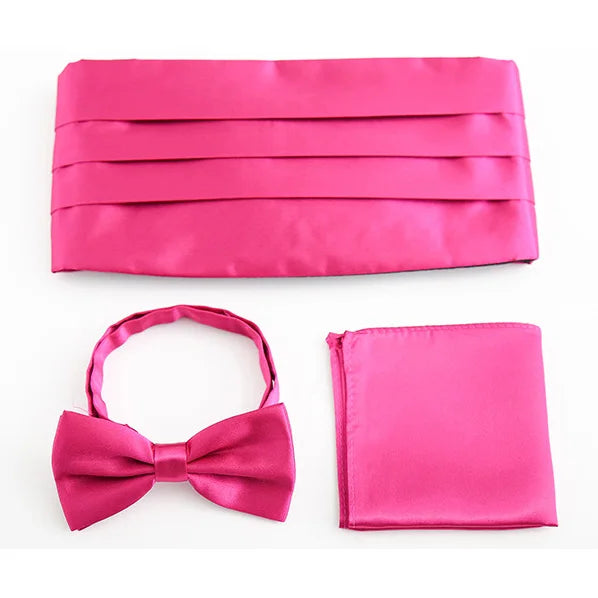 3 PCS Set 17 Colors Men's Luxury Tuxedo Satin Cummerbund Sets Pocket Square Hanky Bow Tie Tuxedo Wedding Men's Formal Papillon Sash Wide Belts Ceremonial Belt Male Luxury Apparel Sets