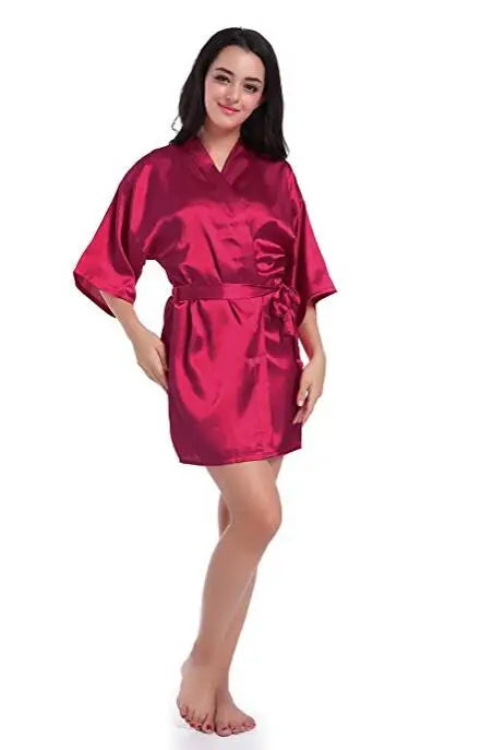 S-2XL Plus Size 14 Colors Sexy Large Size Sexy Satin Night Robe Lace Bathrobe Perfect Wedding Bride Bridesmaid Robes Dressing Gown For Women