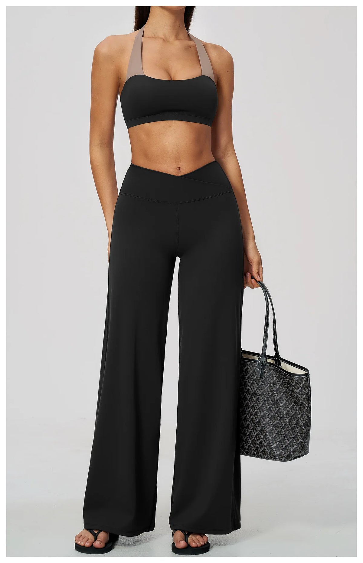 5 Colors S-XL Custom Women's Fashion High Waist Yoga Flared  Sweatpants Wide Leg Tummy Control Butt Lift Loose Fit Casual Lounge for Gym Running Outdoor Sport Activities Trousers