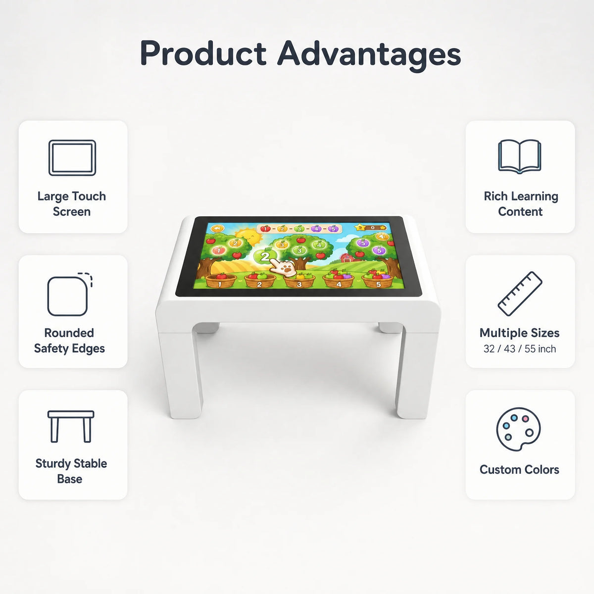 55* Inch Android Waterproof LED Tube Kids Interactive Touch Screen Game Table Home School Educational Learning Table Screen