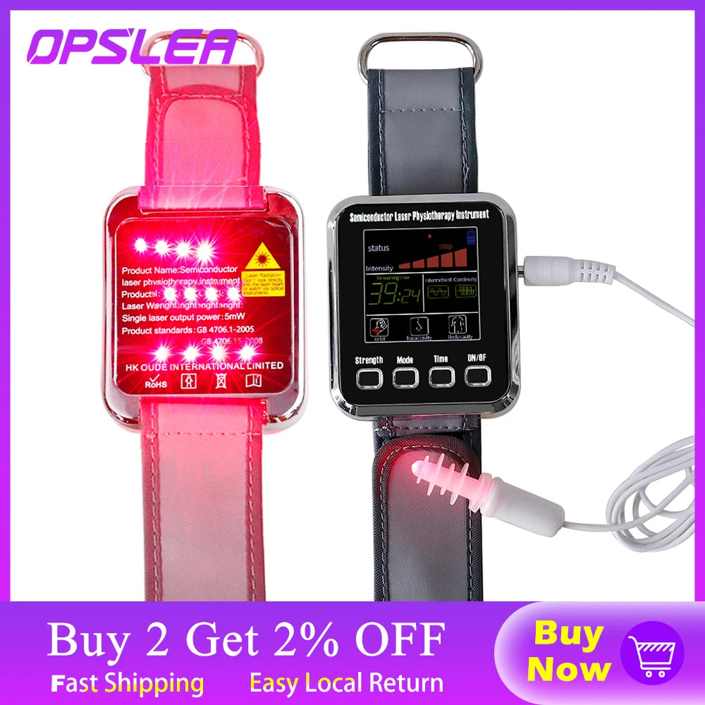 NEW Arrivals Laser Physiotherapy Wrist Diode LLLT For Diabetes Hypertension Rhinitis Multi-Functions Treatment 12 Laser Diabetic Watch Laser Sinusitis Therapy Watch Medical Health Care Supplies