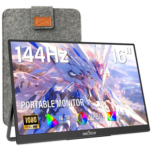NEW Switch Xbox External Portable Monitor USB 16 Inch 144Hz 1200P FHD IPS Display Windows Mac Laptop Extra Screen for Gaming Portable Monitor High Refresh Rate Wide Color Gamut PC Computer Accessories