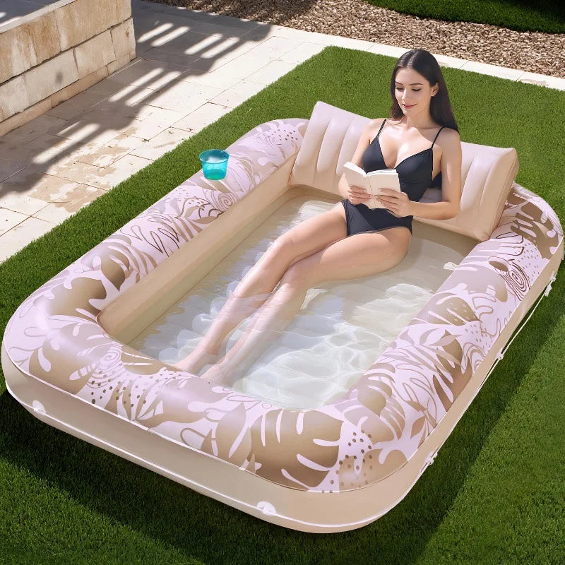 NEW Arrivals 4 Colors Women's Personal Pool Summer CE Certified Inflatable Tanning Lounger Float Pool PVC 177x116cm for Adults Kids Outdoor Sunbathing Pool Party Gift.