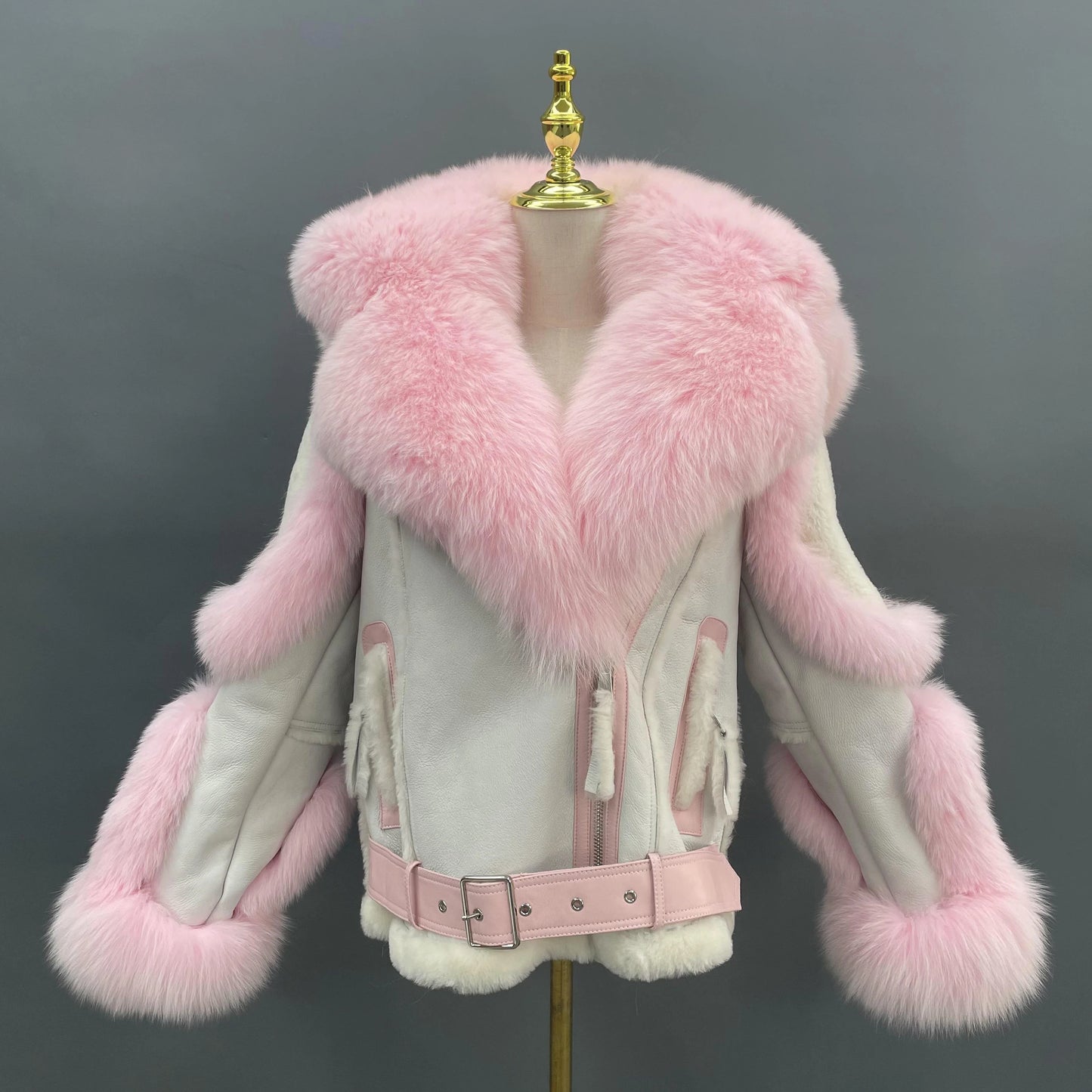 BEST PRICE S-2XL 8 Colors or Custom Color Design Natural Fox Fur Trim Coat Big Real  Fox Fur Collar Hooded Outerwear Jackets Women Sheepskin Leather Shearling Jacket Ladies Luxury Apparel Supplies