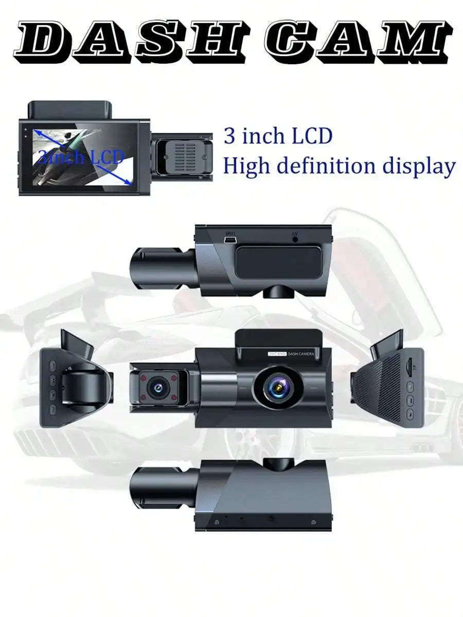 3 Lens Dashcam with WI-FI App Control  1080P Loop Recording Front 1080P Car Camera Mode Dash Camera for Cars Video Playback FHD Cars Vehicle Security Accessories Safety Supplies