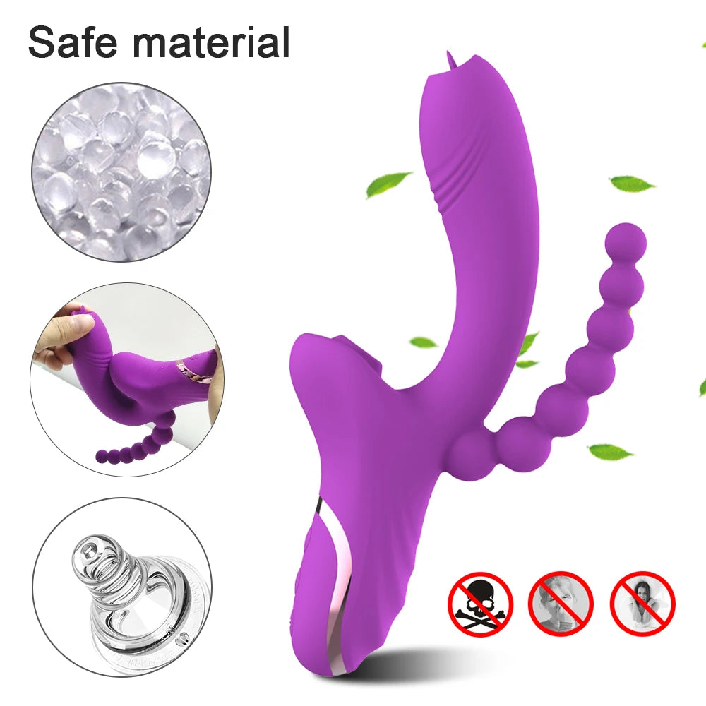 3 In 1 Clit Sucker Vagina Sucking Vibrator Clitoris Stimulator Blowjob Oral Nipple Sex Toys for Adults 18 Women Products