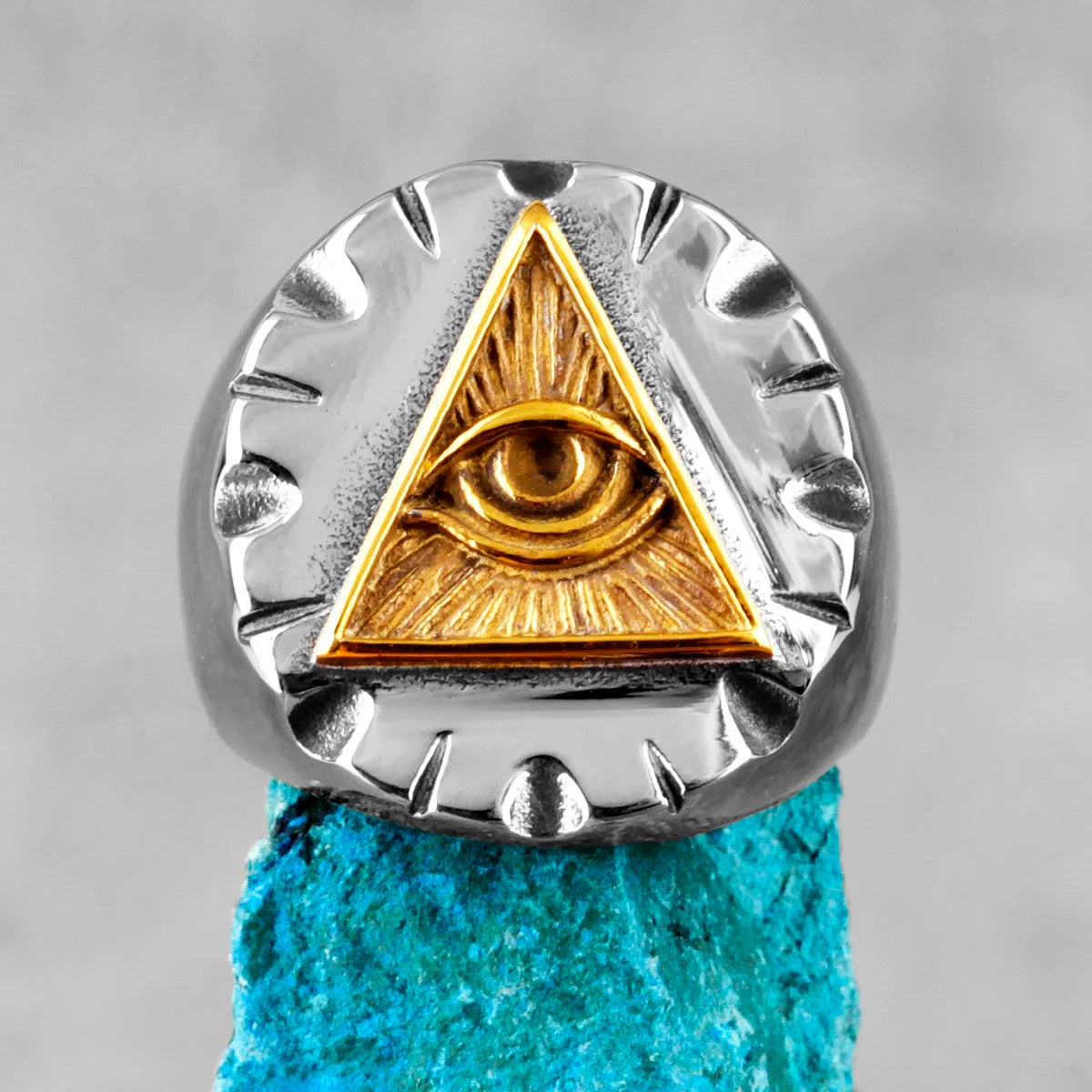 NEW Freemason Rothchild's Illuminati Organization Triangle Masonic Top Quality Titanium Steel Men's Rings Punk for Male Boyfriend Biker Jewelry Creativity Gifts Secret Society Products