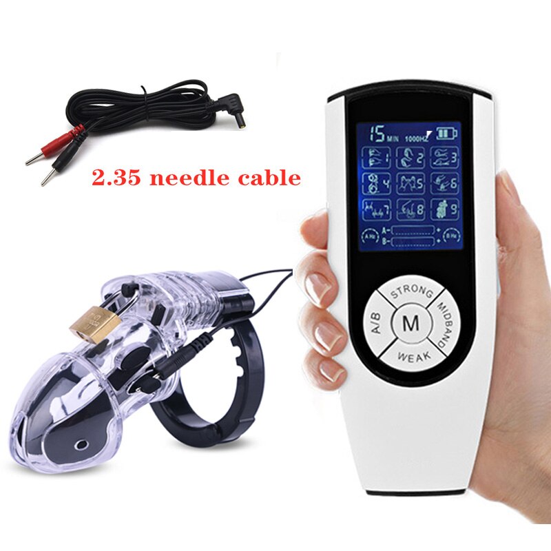 Electric Shock CB6000 Cock Cage Sex Ball Stretcher BDSM Timer Lock Chastity Belt Electro Stimulation Penis Ring SM Male Sex Tool